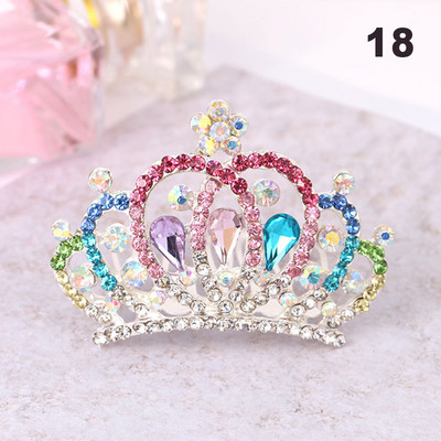 Gyerekek Gyerekek Mini Kristály Koronák Lányok Aranyos Virág Strasszkő Princess Tiaras Hajfésű Születésnapi Party Haj Ékszer Kiegészítők