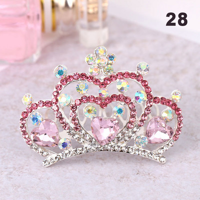 Gyerekek Gyerekek Mini Kristály Koronák Lányok Aranyos Virág Strasszkő Princess Tiaras Hajfésű Születésnapi Party Haj Ékszer Kiegészítők