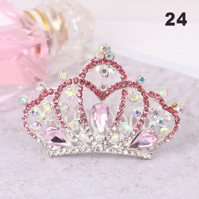 Gyerekek Gyerekek Mini Kristály Koronák Lányok Aranyos Virág Strasszkő Princess Tiaras Hajfésű Születésnapi Party Haj Ékszer Kiegészítők