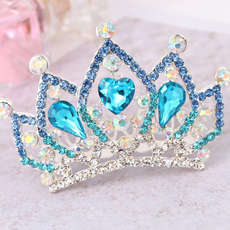 Gyerekek Gyerekek Mini Kristály Koronák Lányok Aranyos Virág Strasszkő Princess Tiaras Hajfésű Születésnapi Party Haj Ékszer Kiegészítők