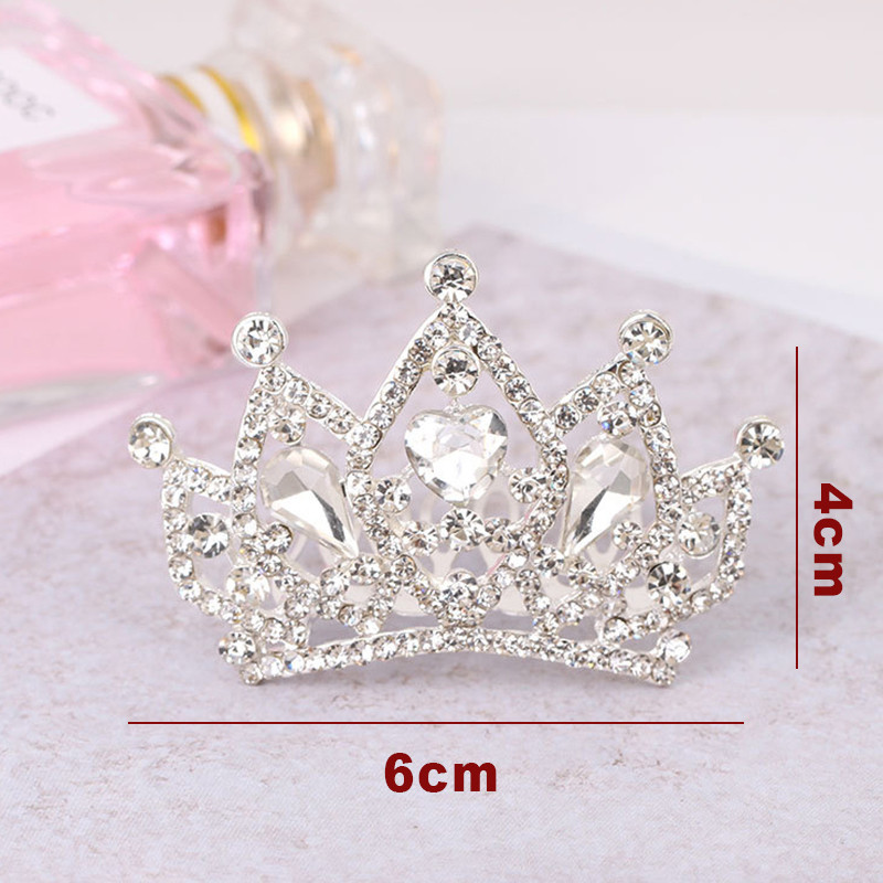 Gyerekek Gyerekek Mini Kristály Koronák Lányok Aranyos Virág Strasszkő Princess Tiaras Hajfésű Születésnapi Party Haj Ékszer Kiegészítők