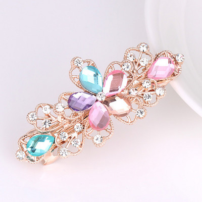 Модни кристални фиби за жени с пайети, розови цветя, панделки за коса с щипки, шноли за коса със страз, аксесоари за коса