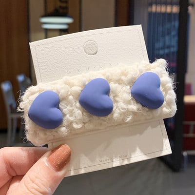 Lovely Hajtű Korea Plüss Gyapjú Édes Aranyos Lányok Hajcsipesz Fejdísz Bárány Haj Love-Shape Barrettes Női Haj Kiegészítők