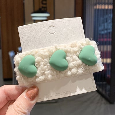 Lovely Hajtű Korea Plüss Gyapjú Édes Aranyos Lányok Hajcsipesz Fejdísz Bárány Haj Love-Shape Barrettes Női Haj Kiegészítők