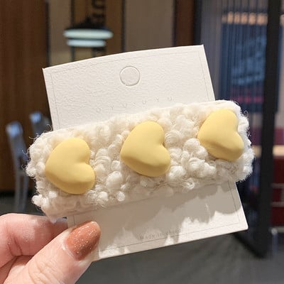 Lovely Hajtű Korea Plüss Gyapjú Édes Aranyos Lányok Hajcsipesz Fejdísz Bárány Haj Love-Shape Barrettes Női Haj Kiegészítők