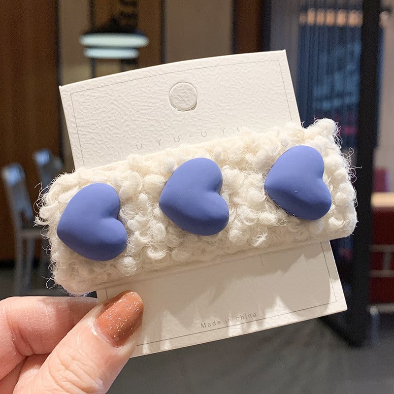 Lovely Hajtű Korea Plüss Gyapjú Édes Aranyos Lányok Hajcsipesz Fejdísz Bárány Haj Love-Shape Barrettes Női Haj Kiegészítők