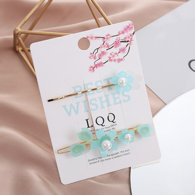 HUANZHI 2020 új Sweet Pearl Japan Cherry Blossoms hajcsat rózsaszín akril fém fejfedő hajtű női lányoknak kiegészítők