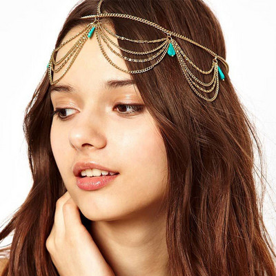Homlok-hajtűk nőknek Etnikai strasszos medál hajtűdíszítéssel indiai hajékszerek fejdísz hajkiegészítők