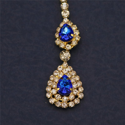 Homlok-hajtűk nőknek Etnikai strasszos medál hajtűdíszítéssel indiai hajékszerek fejdísz hajkiegészítők