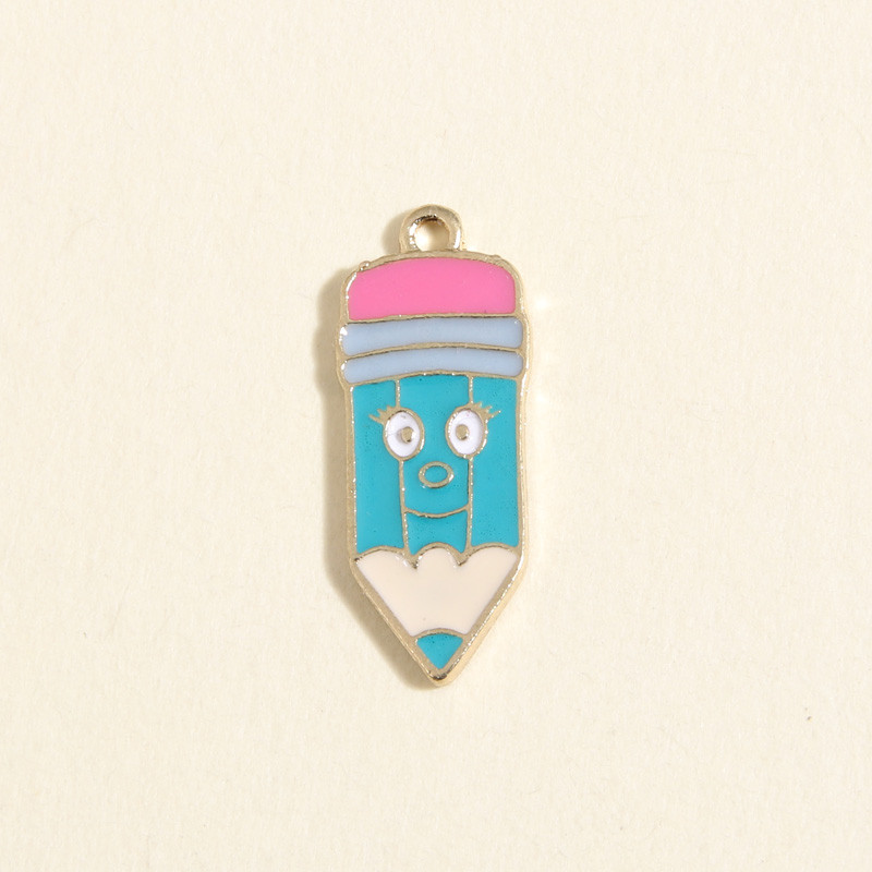 10 vnt. aukso spalvos 24x10 mm animacinių filmų emalio pieštukų pakabukai kreidelės pakabukas, tinkantis „pasidaryk pats“ kaklo papuošalai, rankų darbo priedai