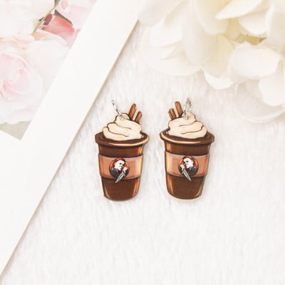 8db Halloween Charms Kreatív akril kávé fülbevaló medál nyaklánc barkács készítési kiegészítők