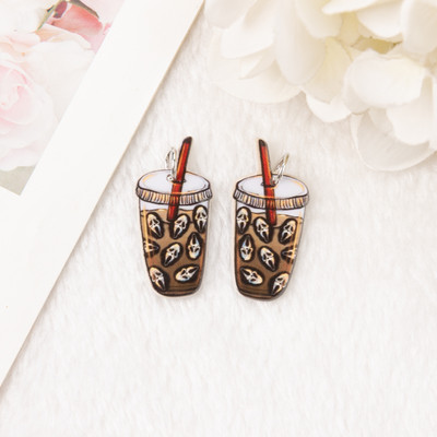 8db Halloween Charms Kreatív akril kávé fülbevaló medál nyaklánc barkács készítési kiegészítők