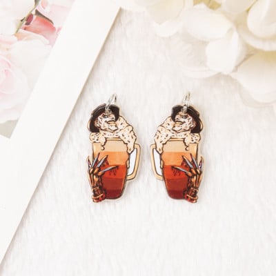 8db Halloween Charms Kreatív akril kávé fülbevaló medál nyaklánc barkács készítési kiegészítők