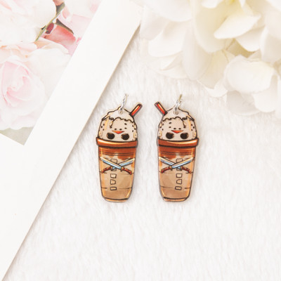 8db Halloween Charms Kreatív akril kávé fülbevaló medál nyaklánc barkács készítési kiegészítők
