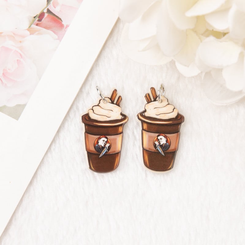 8db Halloween Charms Kreatív akril kávé fülbevaló medál nyaklánc barkács készítési kiegészítők