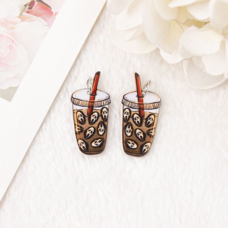 8db Halloween Charms Kreatív akril kávé fülbevaló medál nyaklánc barkács készítési kiegészítők