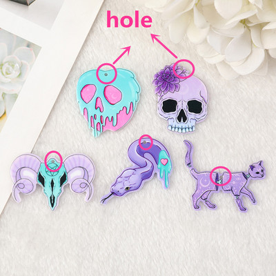 10 bucăți Pastel Goth șarpe pisică craniu Breloc drăguț creativ pandantiv acrilic pentru cercei colier bricolaj