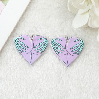 10 db Pasztell Goth Ghost Charms Spooky Creative Akril Szív Csontváz Rózsa Fenék Medál Fülbevaló Nyaklánc Diy Készítés