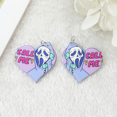 10 db Pasztell Goth Ghost Charms Spooky Creative Akril Szív Csontváz Rózsa Fenék Medál Fülbevaló Nyaklánc Diy Készítés