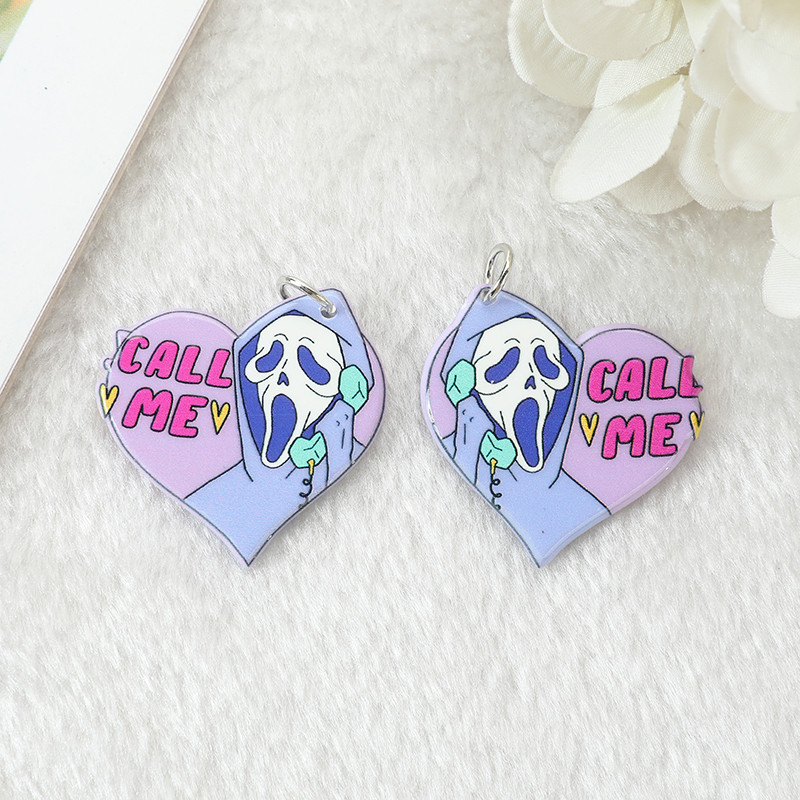 10 db Pasztell Goth Ghost Charms Spooky Creative Akril Szív Csontváz Rózsa Fenék Medál Fülbevaló Nyaklánc Diy Készítés
