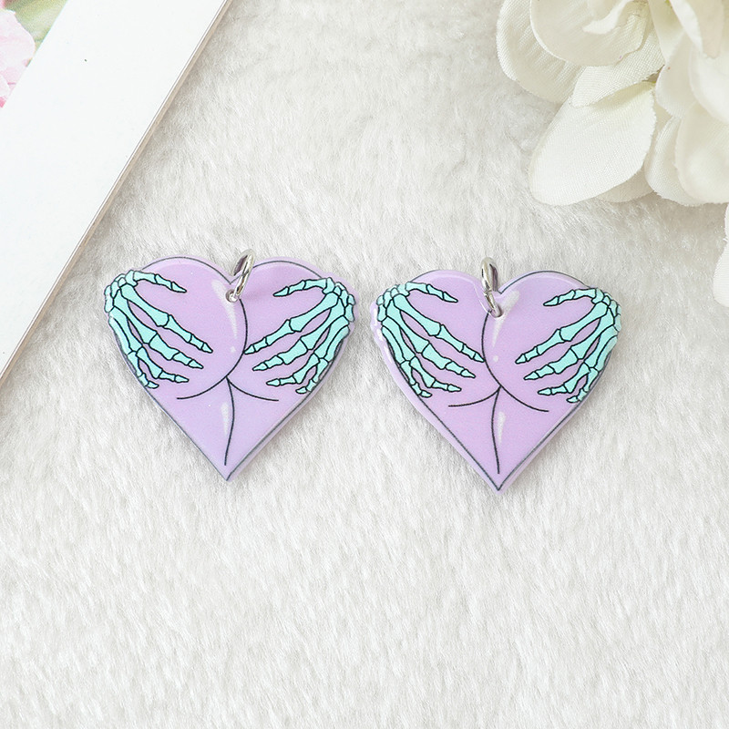 10 db Pasztell Goth Ghost Charms Spooky Creative Akril Szív Csontváz Rózsa Fenék Medál Fülbevaló Nyaklánc Diy Készítés
