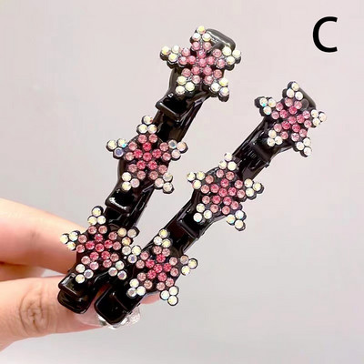 2kom modne ženske kopče za kosu Svjetlucavi umjetni kristalni cvjetovi Zvjezdaste ukosnice sa šiškama Bočna kopča fiksnog oblika Pokrivala za djevojke