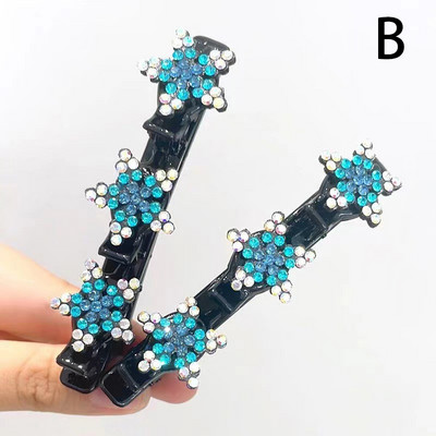 2kom modne ženske kopče za kosu Svjetlucavi umjetni kristalni cvjetovi Zvjezdaste ukosnice sa šiškama Bočna kopča fiksnog oblika Pokrivala za djevojke