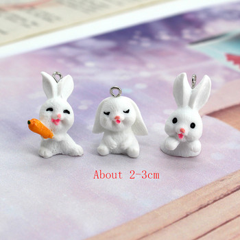 10 τμχ/παρτίδα Kawaii Crafts Small Rabbit Resin Charms Χαριτωμένο μενταγιόν ζώων για σκουλαρίκι Μπρελόκ Κατασκευή κοσμημάτων DIY