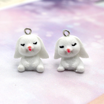 10 τμχ/παρτίδα Kawaii Crafts Small Rabbit Resin Charms Χαριτωμένο μενταγιόν ζώων για σκουλαρίκι Μπρελόκ Κατασκευή κοσμημάτων DIY