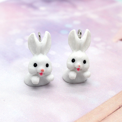 10db/tétel Kawaii Crafts Small Rabbit Resin Charms Aranyos állati medál fülbevalóhoz Kulcstartó barkács ékszerkészítés