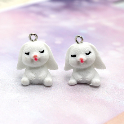 10db/tétel Kawaii Crafts Small Rabbit Resin Charms Aranyos állati medál fülbevalóhoz Kulcstartó barkács ékszerkészítés
