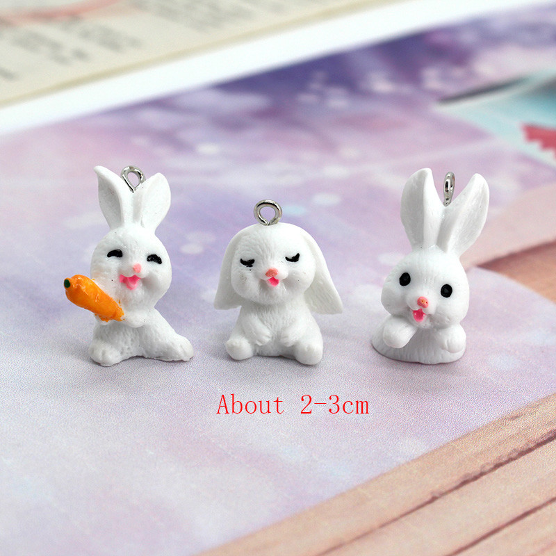 10db/tétel Kawaii Crafts Small Rabbit Resin Charms Aranyos állati medál fülbevalóhoz Kulcstartó barkács ékszerkészítés