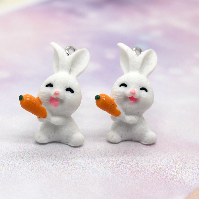 10db/tétel Kawaii Crafts Small Rabbit Resin Charms Aranyos állati medál fülbevalóhoz Kulcstartó barkács ékszerkészítés