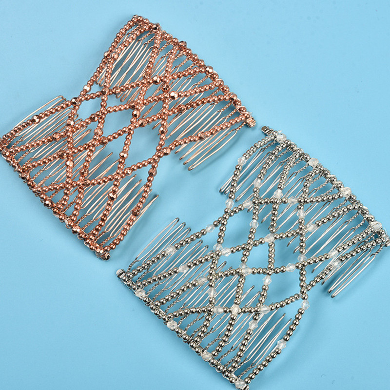 Nauji vintažiniai stebuklingi karoliukai, tempiantys plaukus šukomis, slankiojančios šukos su dvigubu segtuku, moteriškų elegantiškų plaukų segtukų papuošalų aksesuarai