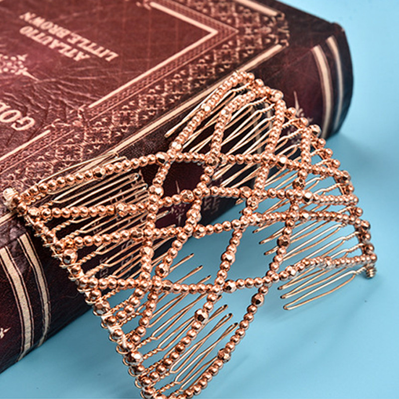 Nauji vintažiniai stebuklingi karoliukai, tempiantys plaukus šukomis, slankiojančios šukos su dvigubu segtuku, moteriškų elegantiškų plaukų segtukų papuošalų aksesuarai