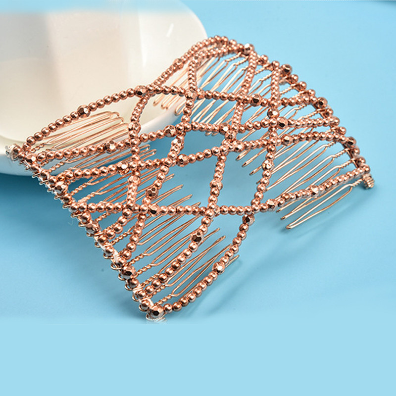 Nauji vintažiniai stebuklingi karoliukai, tempiantys plaukus šukomis, slankiojančios šukos su dvigubu segtuku, moteriškų elegantiškų plaukų segtukų papuošalų aksesuarai