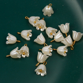 10/100 τμχ Κρεμαστό μενταγιόν Pearl Bell Orchid Stereoscopic Leaf Flower For DIY κολιέ Βραχιόλι Μπρελόκ Αξεσουάρ κοσμημάτων