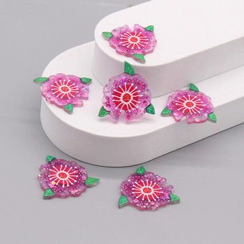 6 τεμ./συσκευασία Ιαπωνία Cherry Blossom Acrylic Earring Charms Γυαλιστερό γλυκά λουλούδια κρεμαστό κόσμημα για μπρελόκ στο αυτί Κατασκευή κοσμημάτων DIY