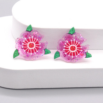 6 τεμ./συσκευασία Ιαπωνία Cherry Blossom Acrylic Earring Charms Γυαλιστερό γλυκά λουλούδια κρεμαστό κόσμημα για μπρελόκ στο αυτί Κατασκευή κοσμημάτων DIY