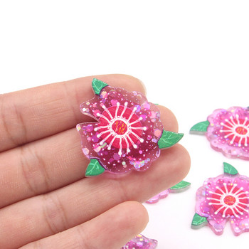 6 τεμ./συσκευασία Ιαπωνία Cherry Blossom Acrylic Earring Charms Γυαλιστερό γλυκά λουλούδια κρεμαστό κόσμημα για μπρελόκ στο αυτί Κατασκευή κοσμημάτων DIY