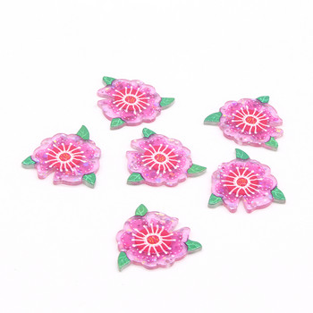 6 τεμ./συσκευασία Ιαπωνία Cherry Blossom Acrylic Earring Charms Γυαλιστερό γλυκά λουλούδια κρεμαστό κόσμημα για μπρελόκ στο αυτί Κατασκευή κοσμημάτων DIY