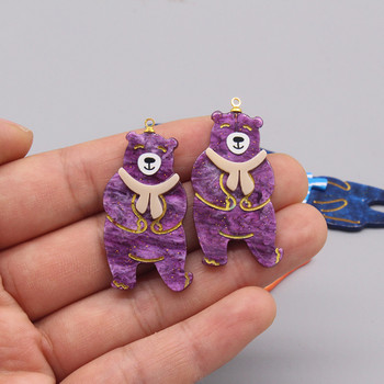 6 τμχ Χαριτωμένο ακρυλικό Animal Bear Charms Kawaii Flatback Cartoon μενταγιόν για σκουλαρίκι Μπρελόκ DIY Craft Jewelry Making Bulk