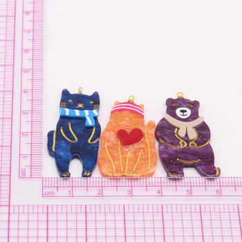 6 τμχ Χαριτωμένο ακρυλικό Animal Bear Charms Kawaii Flatback Cartoon μενταγιόν για σκουλαρίκι Μπρελόκ DIY Craft Jewelry Making Bulk