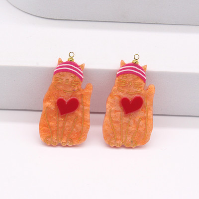 6 vnt. Mieli akriliniai meškiukai kačių pakabukai Kawaii plokščiapakaliai animacinių filmų pakabukas auskarams raktų pakabukas „pasidaryk pats“ amatų papuošalų kūrimas dideliais kiekiais