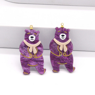 6 vnt. Mieli akriliniai meškiukai kačių pakabukai Kawaii plokščiapakaliai animacinių filmų pakabukas auskarams raktų pakabukas „pasidaryk pats“ amatų papuošalų kūrimas dideliais kiekiais