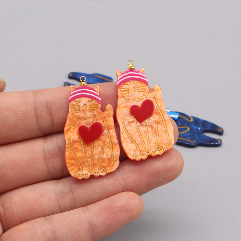 6 vnt. Mieli akriliniai meškiukai kačių pakabukai Kawaii plokščiapakaliai animacinių filmų pakabukas auskarams raktų pakabukas „pasidaryk pats“ amatų papuošalų kūrimas dideliais kiekiais