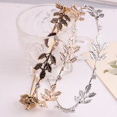 Tiare și coroane de epocă în stil baroc Flori de trandafir Benzite din metal din frunze Accesorii pentru păr de nuntă de cristal Bentite ieftine Bijuterii