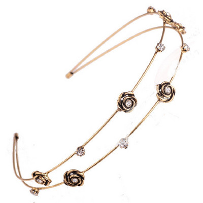 Tiare și coroane de epocă în stil baroc Flori de trandafir Benzite din metal din frunze Accesorii pentru păr de nuntă de cristal Bentite ieftine Bijuterii