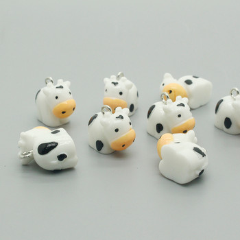 10 τμχ Super Cute Mini Cows Resin Γούρια ζώων Μινιατούρες χειροτεχνίες σκουλαρίκι DIY Κρεμαστό αξεσουάρ Κοσμήματα Κατασκευή F227