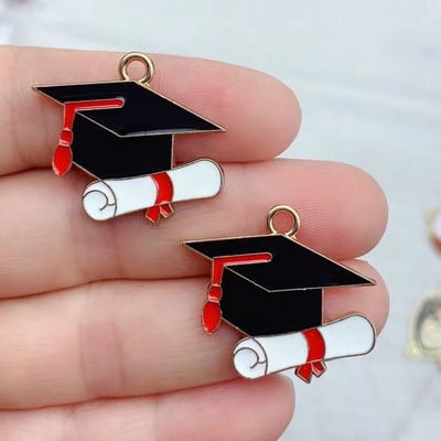 10db 11x26mm-es zománcozott doktori kalap varázs ékszerkészítéshez fülbevaló medál karkötő nyaklánc kiegészítők barkács kézműves kellékek